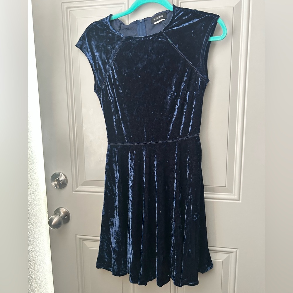 Elegant Blue Velvet Dress